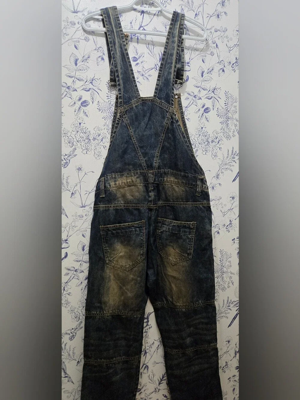 Men's Distressed Denim Overalls